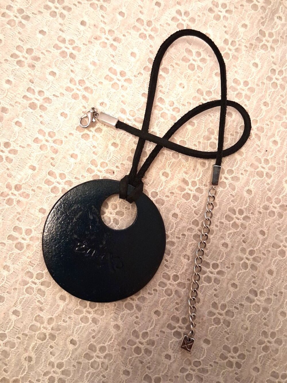 New Bauxo Handcrafted Teal Blue Leather Pendant Black Genuine Leather Necklace